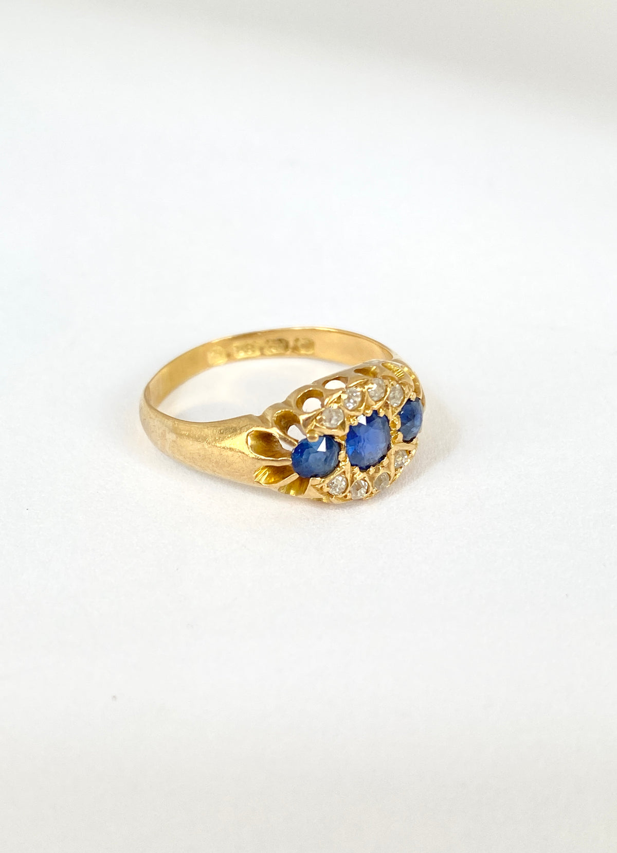 Antique, Edwardian Sapphire and Diamond Engagement Ring, Hallmarked 18ct Gold, Birmingham, 1903.