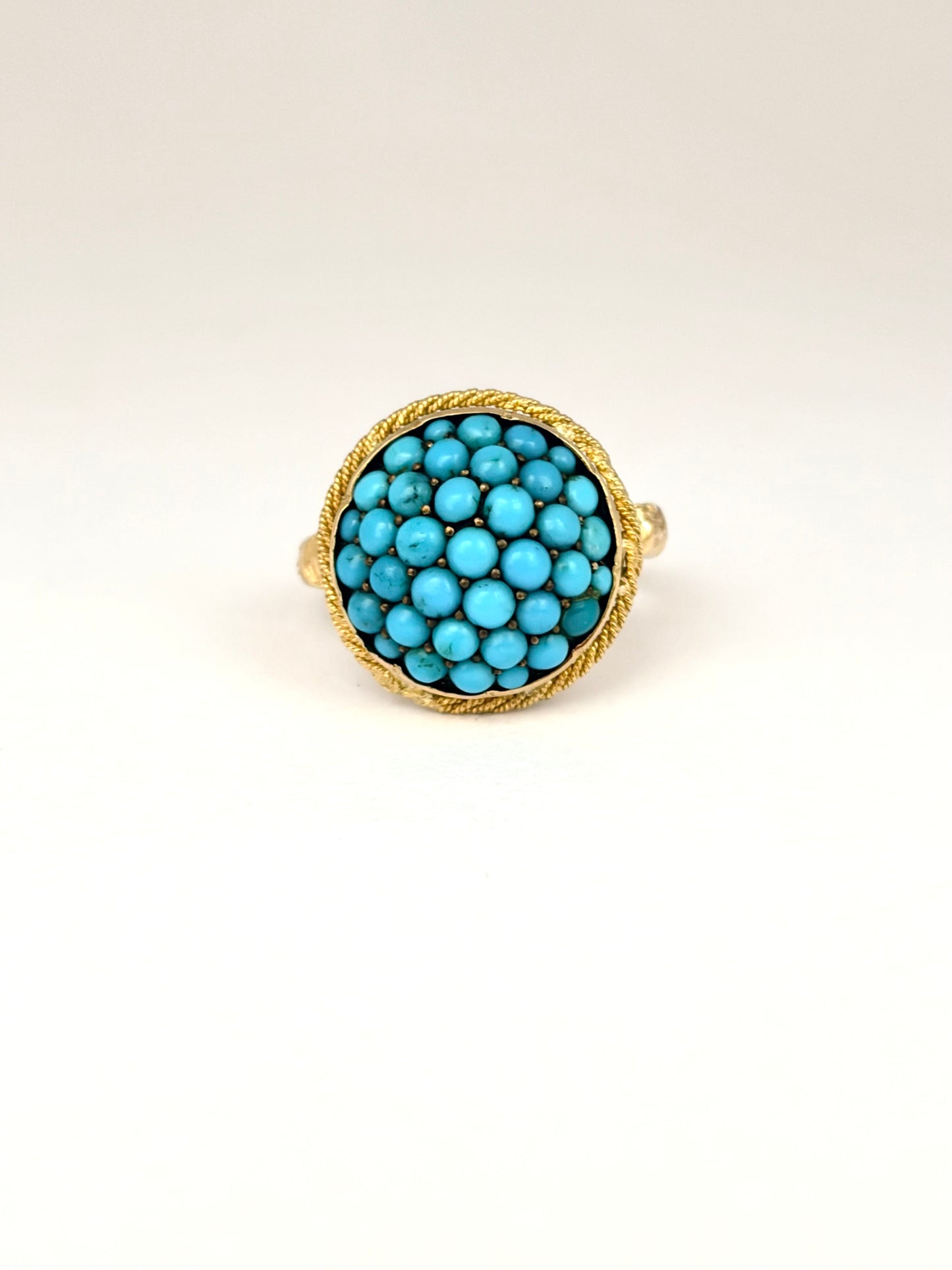 Art Deco, 18ct Gold Turquoise Bombe Ring with Locket Back