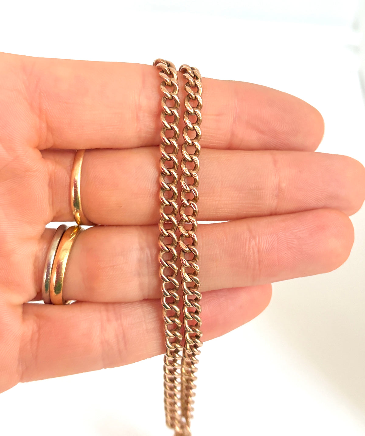 18 inch, Antique, Victorian 9ct Rosy Gold Albert Watch Chain (24.69g)