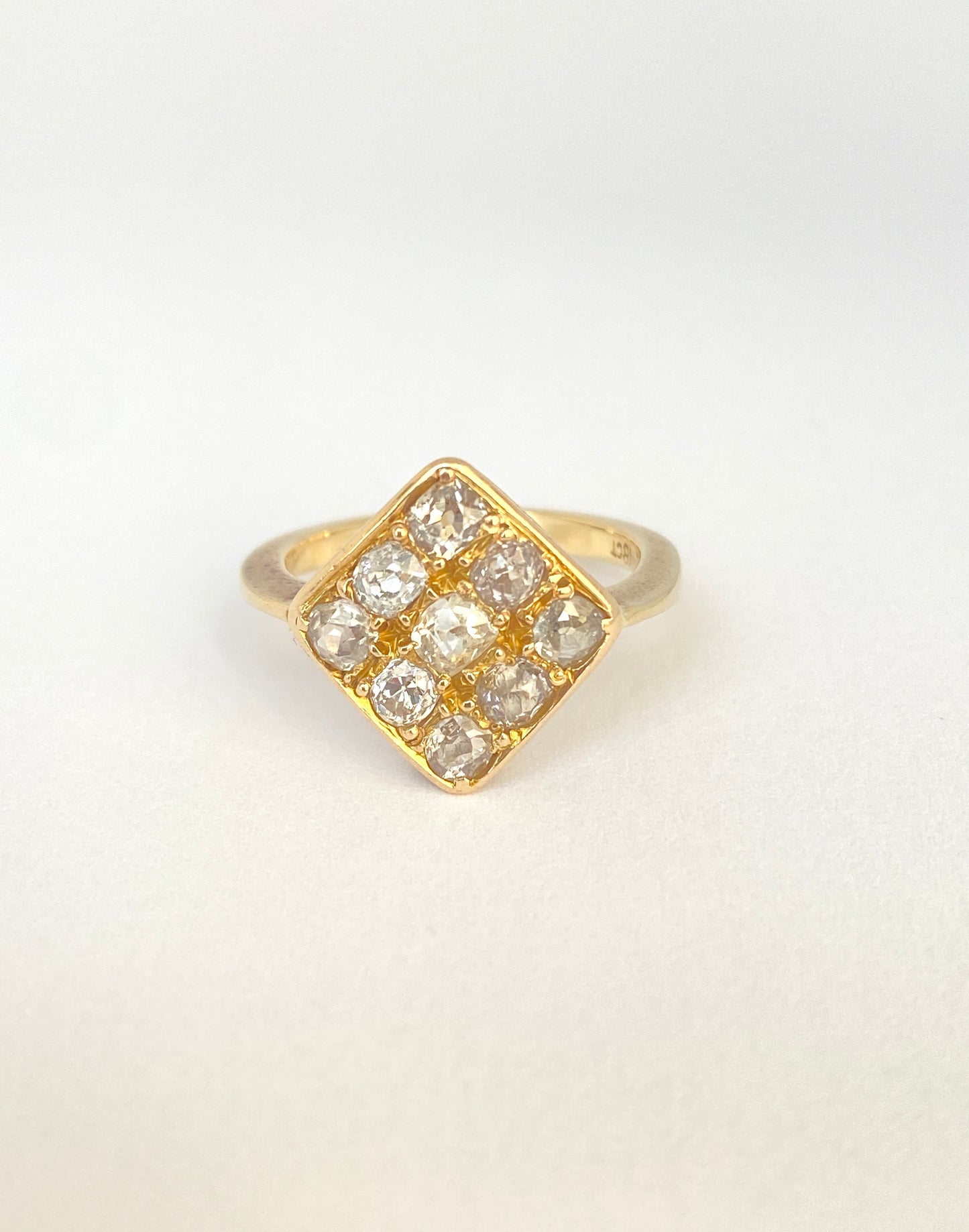 18ct Gold, Antique, Old Mine Cut Diamond Engagement Ring, Hallmarked 18ct Gold