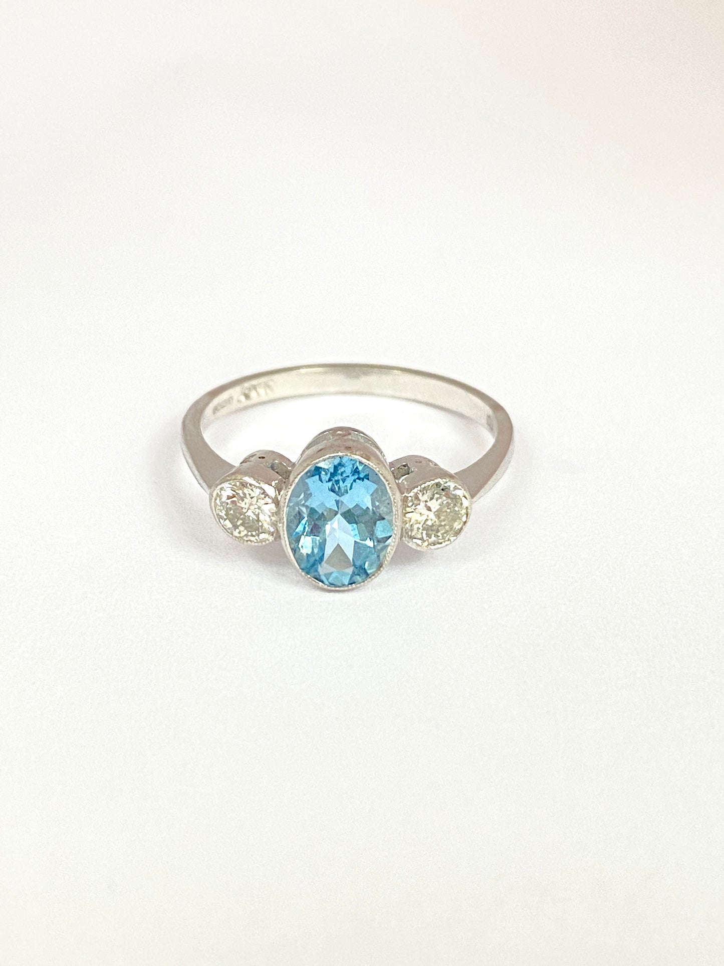Vintage, 18ct White Gold Aquamarine and Diamond Ring