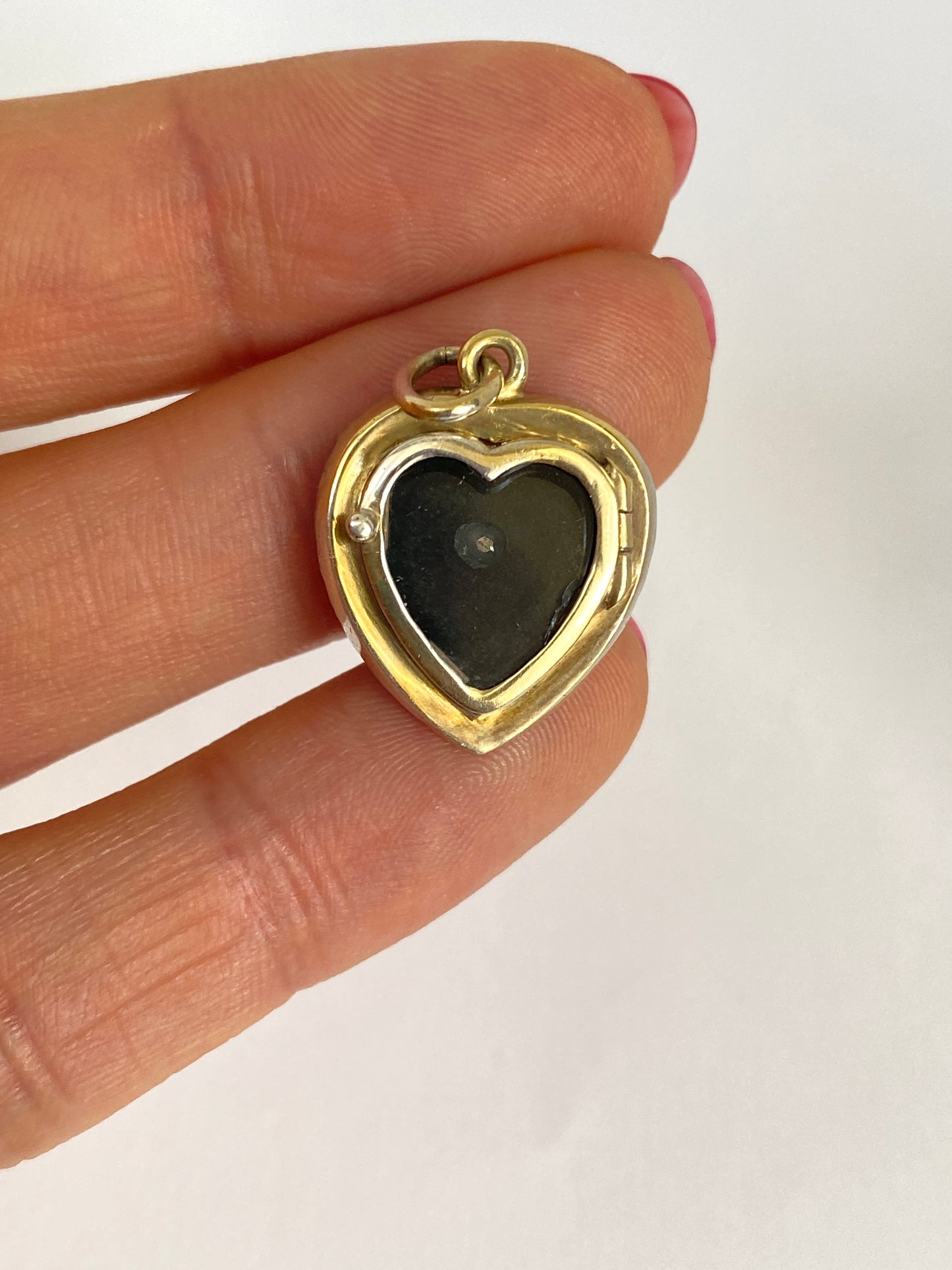 18ct Gold and Silver Black Onyx and Diamond Celestial Locket back Pendant