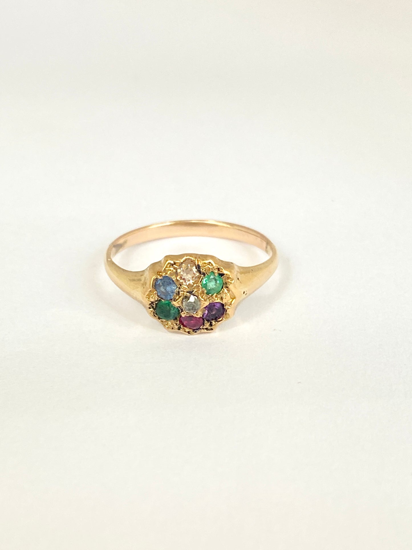 Antique, 18ct Gold, Victorian, Dearest, Acrostic Multi-Gem Ring