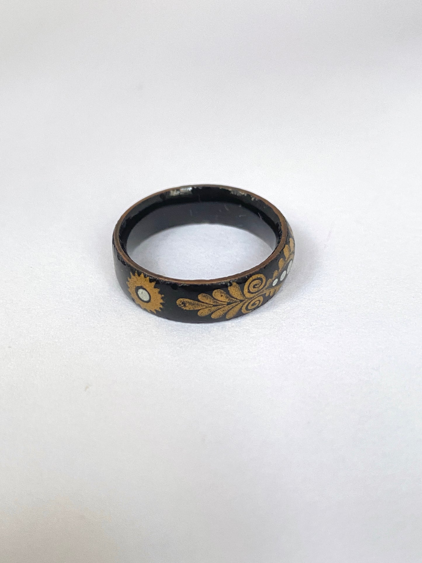 Victorian Black Jet Gold Decorated Band
