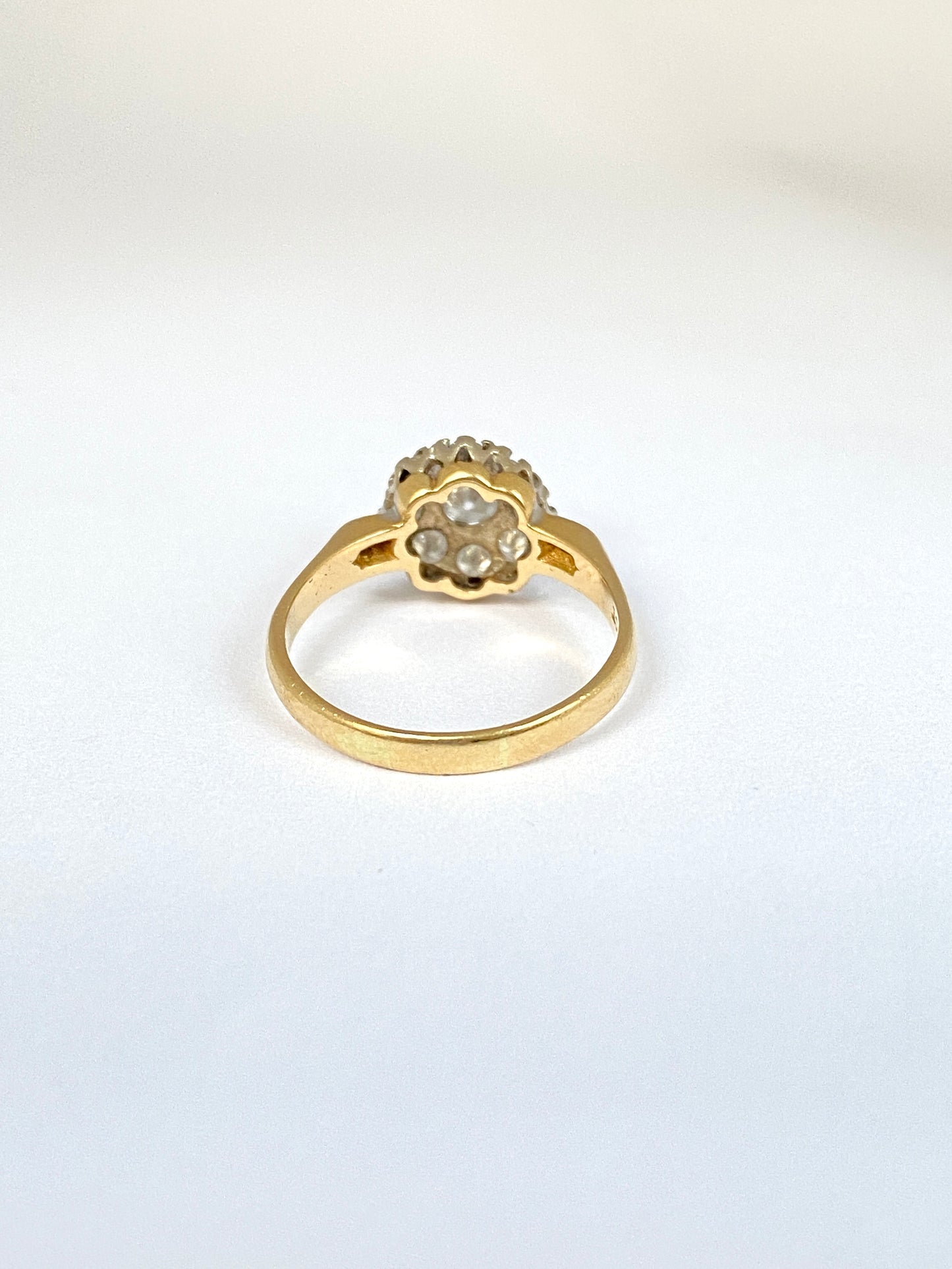 Art Deco, 18ct Gold and Platinum Diamond Cluster / Flower Ring
