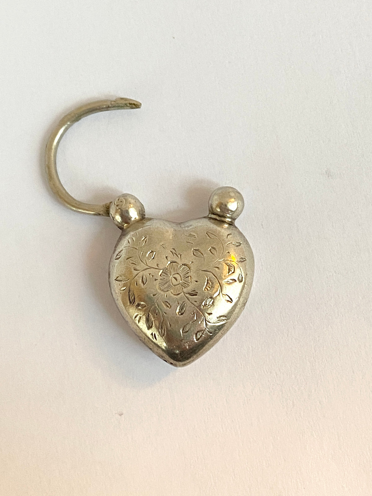 Victorian, Antique, Solid Silver Forget-Me-Not Padlock Clasp