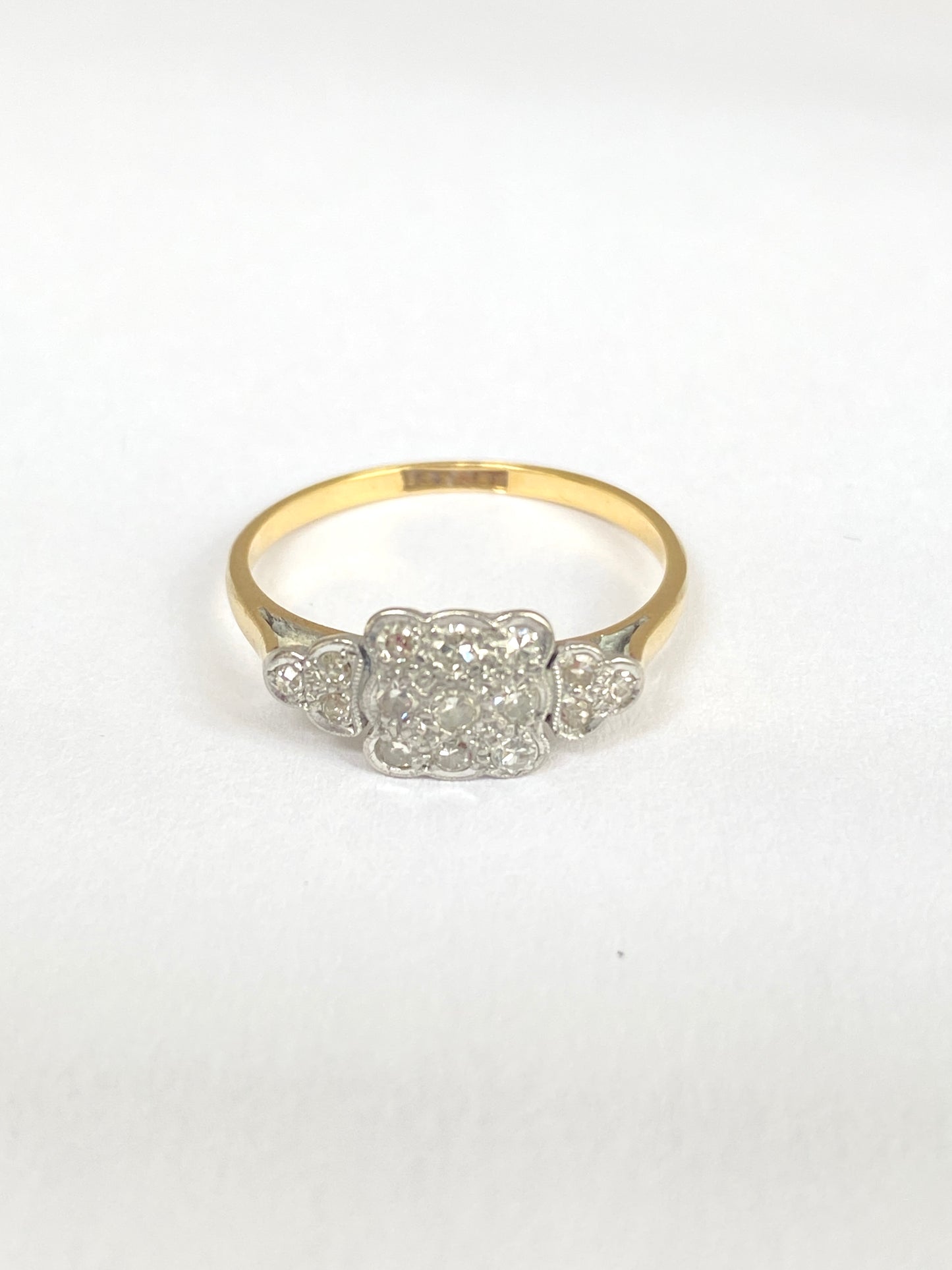 Art Deco, 18ct Gold and Platinum Diamond Cluster /Flower Ring