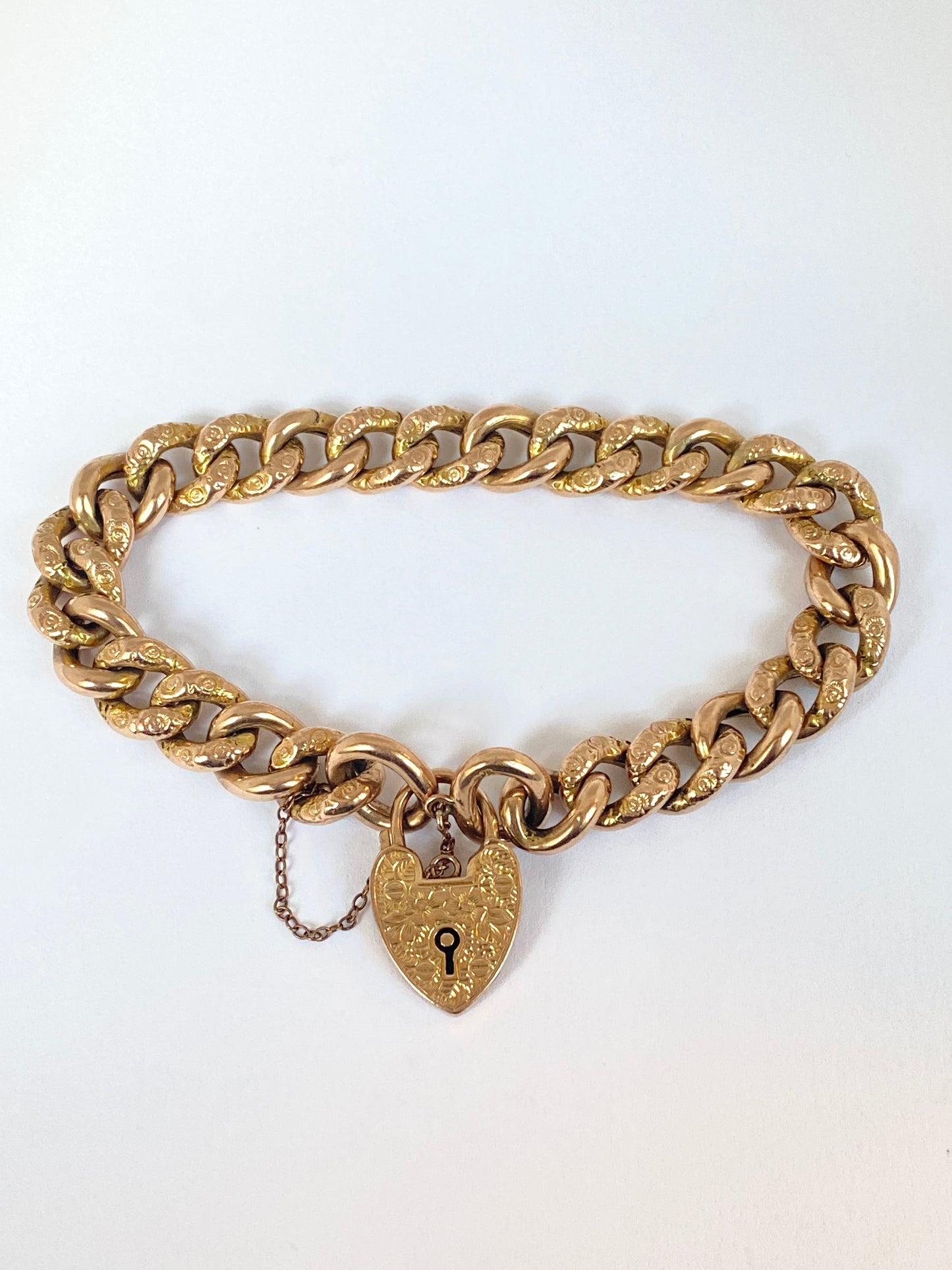 Antique, Victorian 9ct Gold Curb Link 'Night and Day' Bracelet (19.76g)
