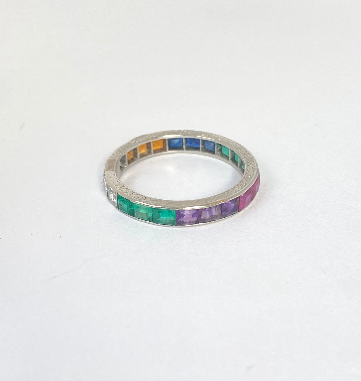 Unusual Vintage, Art Deco, Platinum, Acrostic 'Dearest' Band