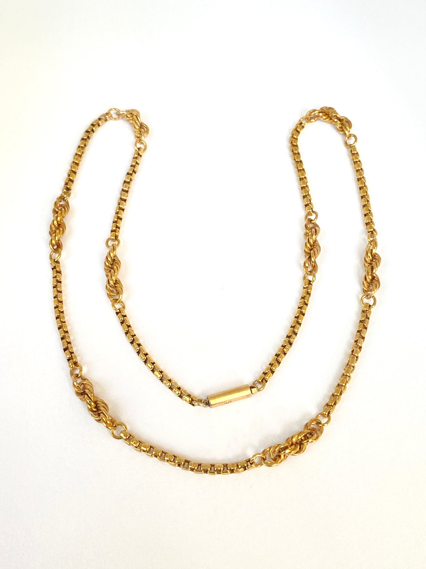 Antique 9ct Gold Fancy Link Chain, 18 inches with barel clasp (5.68g) Plus 2 chains