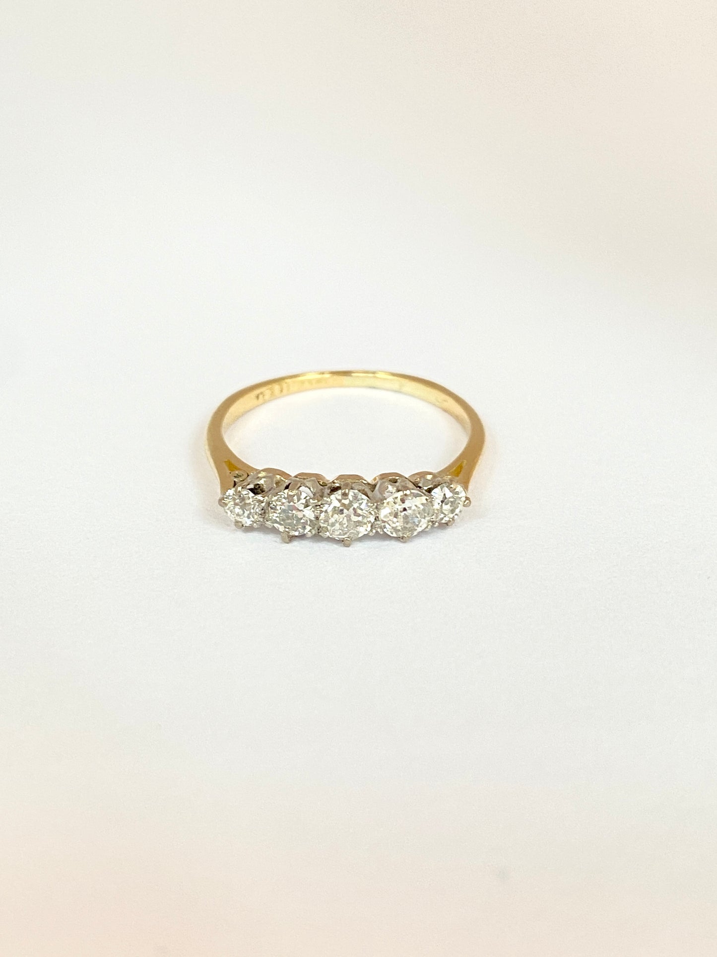 RESERVED JOE 18ct Gold, Vintage 5 Stone Diamond and Platinum Ring