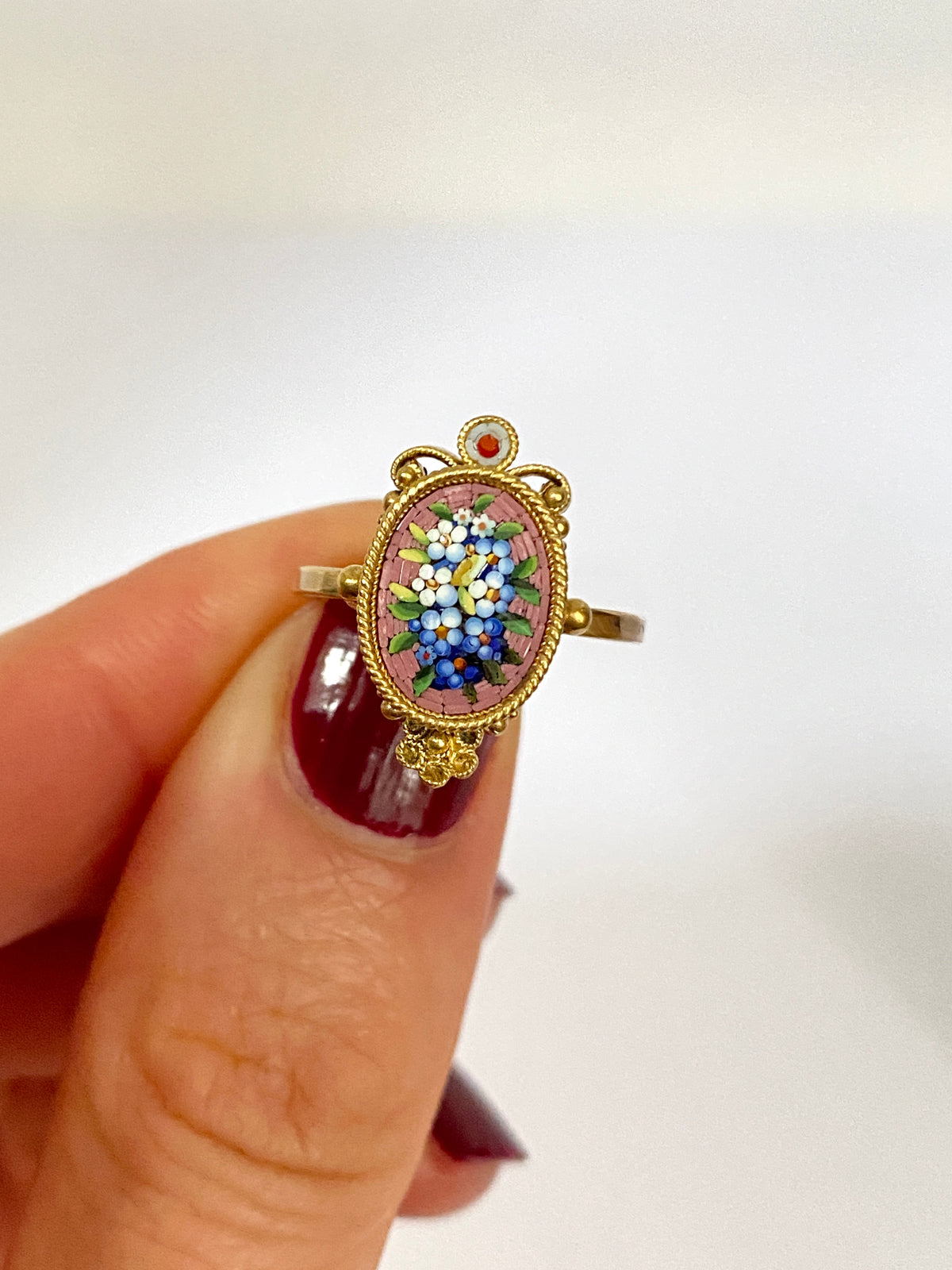 Vintage, 22ct Gold Micro Mosaic 'Forget me not' Ring