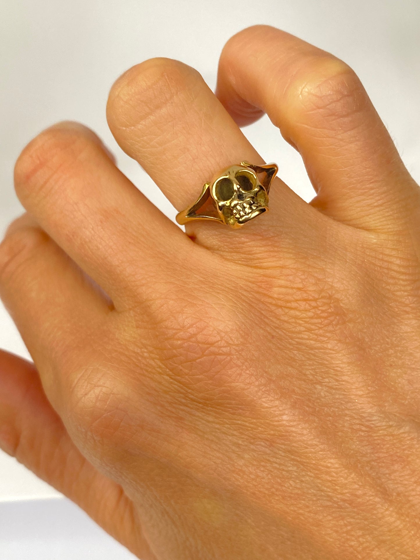 Antique, 9ct Gold Skull Ring, Hallmarked, Birmingham 1913