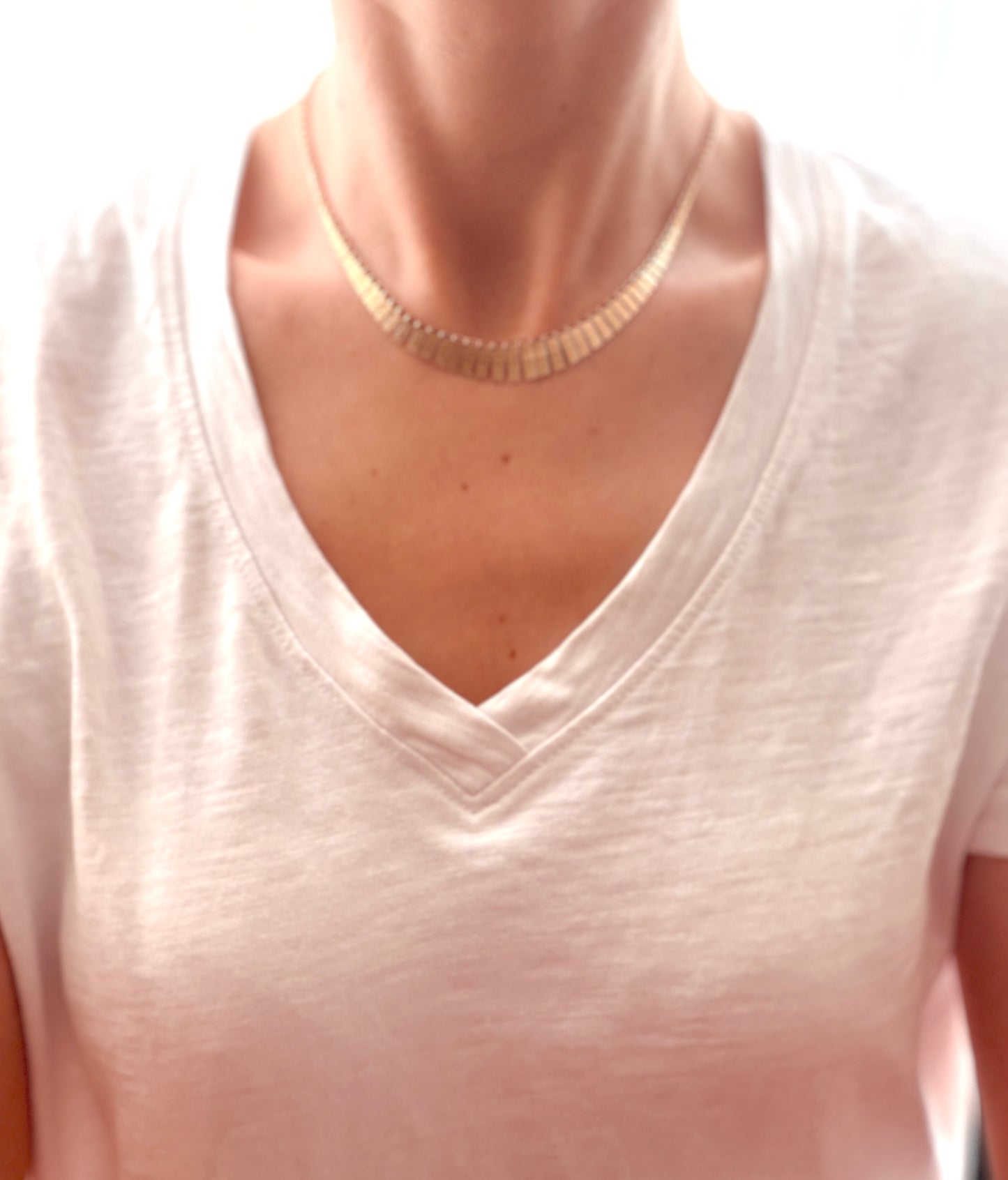 Vintage, 16 inch, 9ct Gold Cleopatra Graduating Fringe Necklace (6.52g)