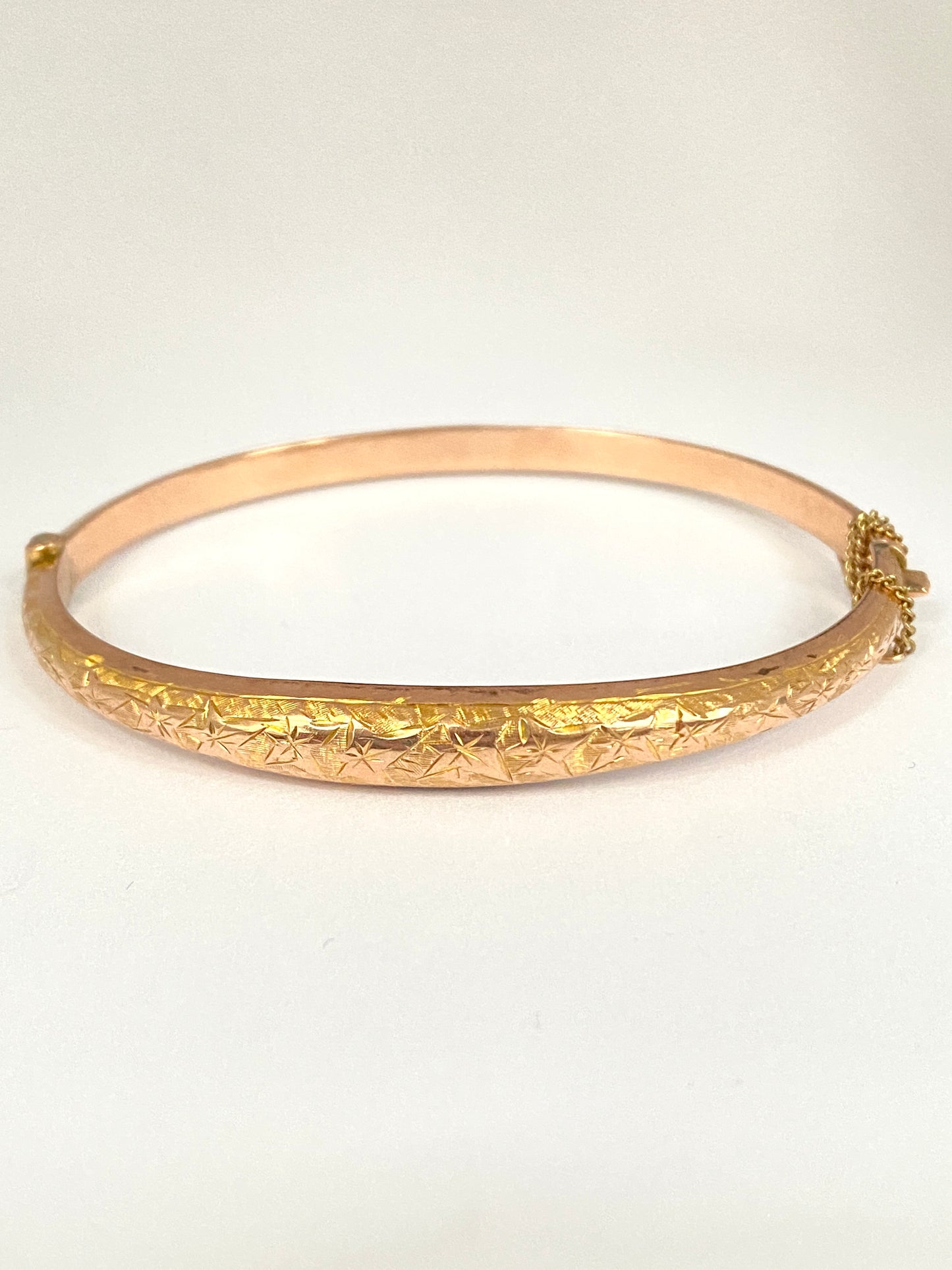 Antique, 9ct Rose Gold, Floral, 'Cling to Thee', Bangle, Hallmarked, Birmingham, 1901