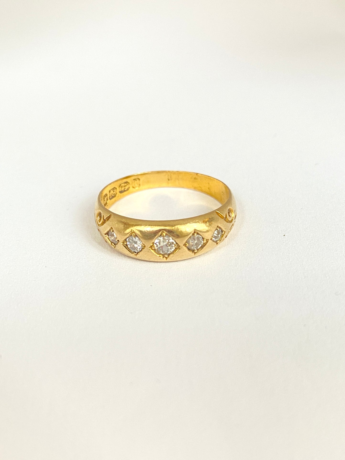 18ct Gold, Victorian, Diamond Gypsy Ring, Hallmarked for 18ct Gold, Birmingham 1893