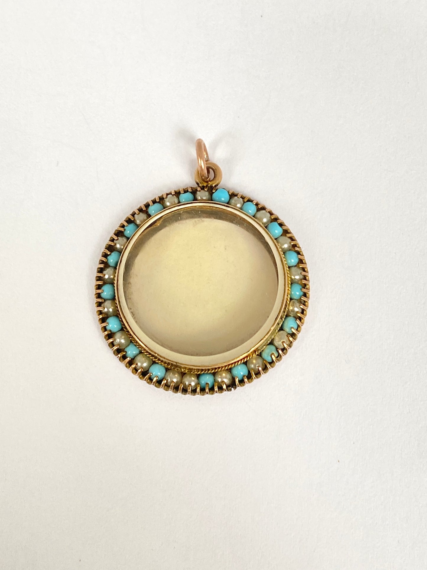 Edwardian, 9ct Gold Turquoise and Pearl Locket, Hallmarked 9ct Gold, Chester, 1902
