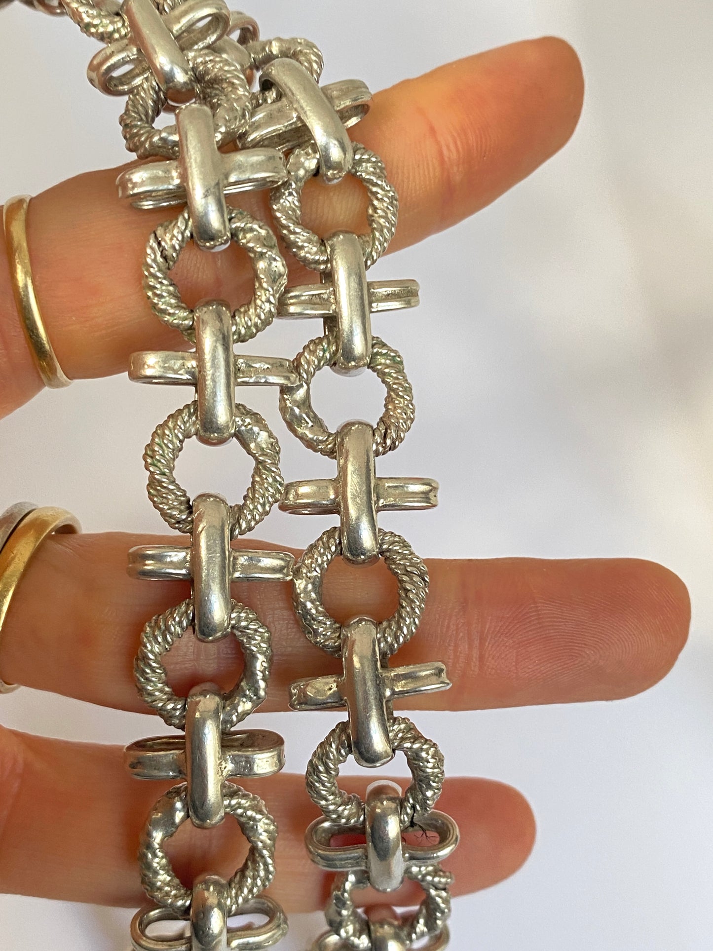 Heavy Vintage (c 1970s) Solid Sterling Silver Necklace, 17 inches, 103g