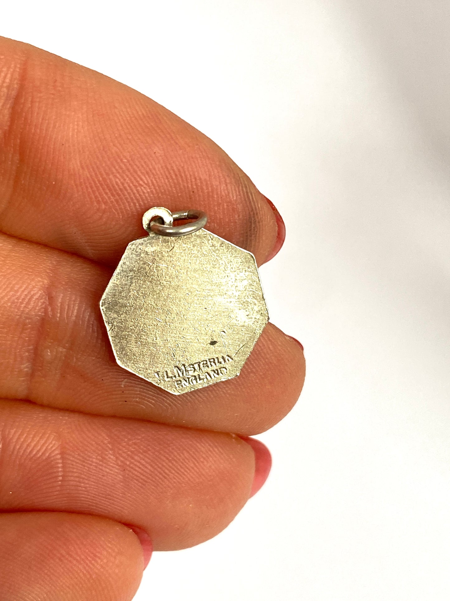 Vintage Silver & Enamel, octagon floral locket with Holly and Hibiscus