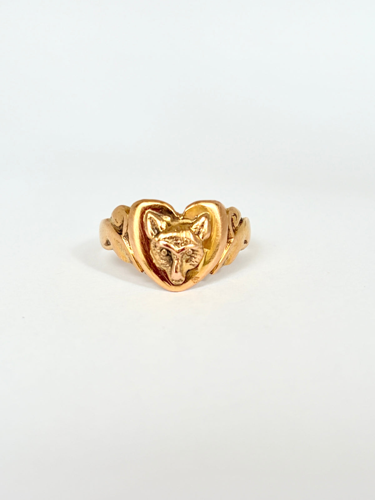 9ct Gold, Vintage, Fox Heart Ring, Hallmarked, Chester 1917