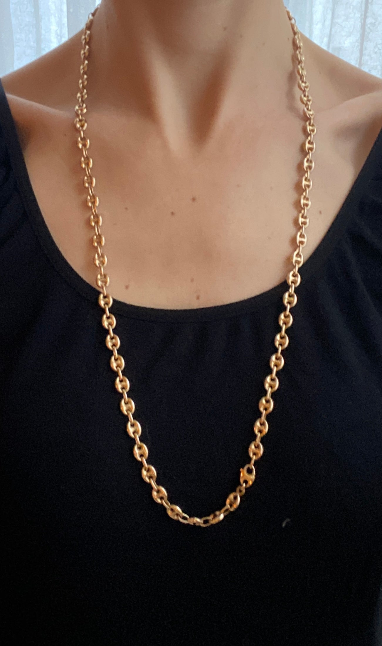 FINAL payment RESERVED Vintage 9ct Gold Puffy Mariner Anchor Link UNOAERRE Chain, 29.5 inches and 23.75g