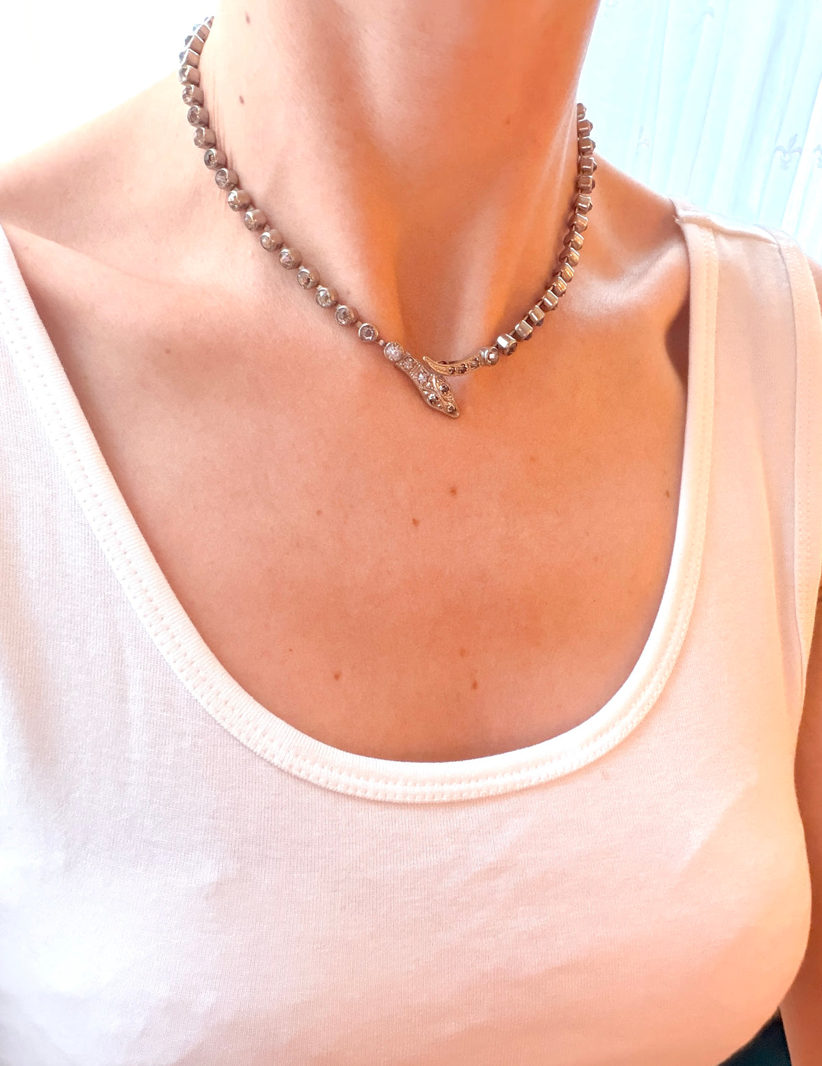 Vintage, Art Deco, Silver Paste Snake Necklace, 20.55g