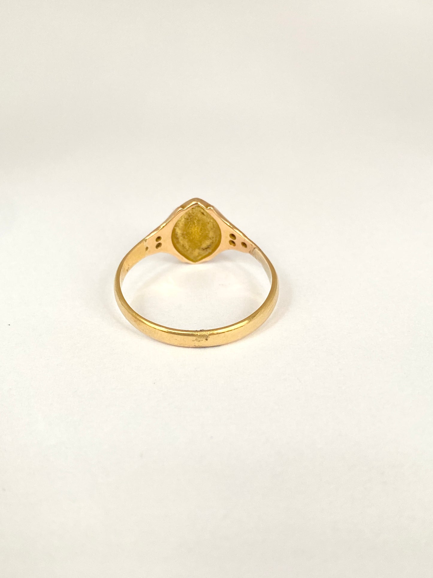 Antique, 18ct Gold Enamel, Rose Cut Diamond Cross Memorial Ring (3.52g)