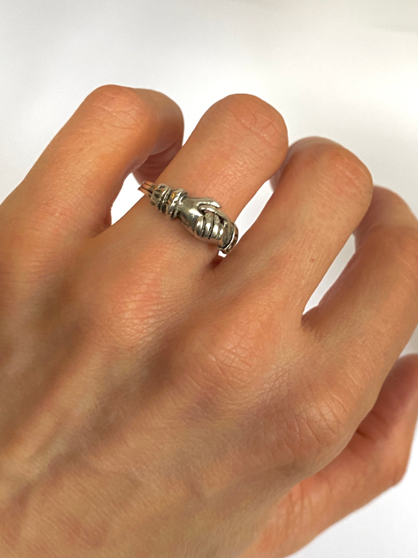 Antique, Sterling Silver, Fede/Gimmel Opening Ring with Heart