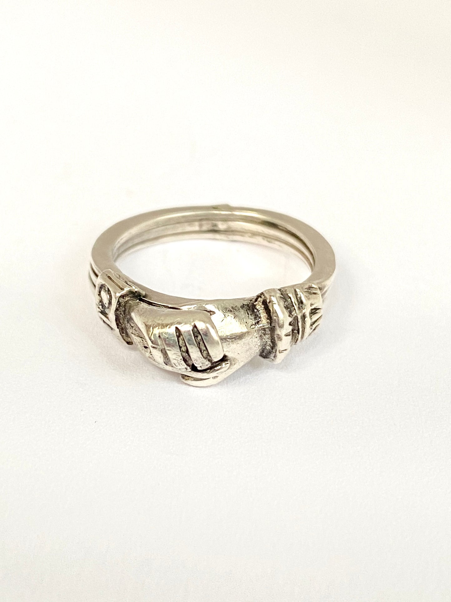 Antique, Sterling Silver, Fede/Gimmel Opening Ring with Heart