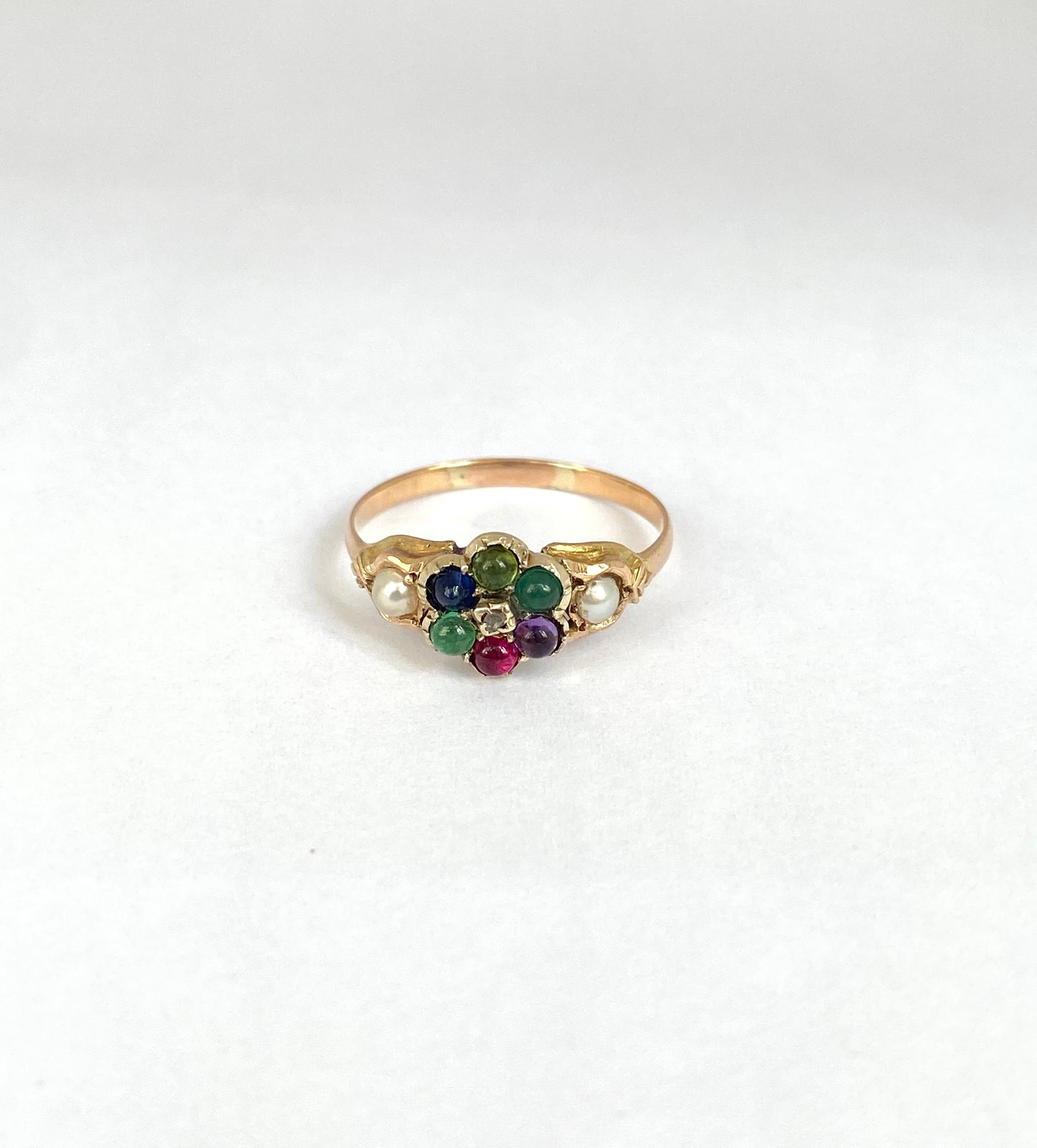 Antique, 18ct Gold, Victorian, 'Dearest' Acrostic Multi Gemstone Ring