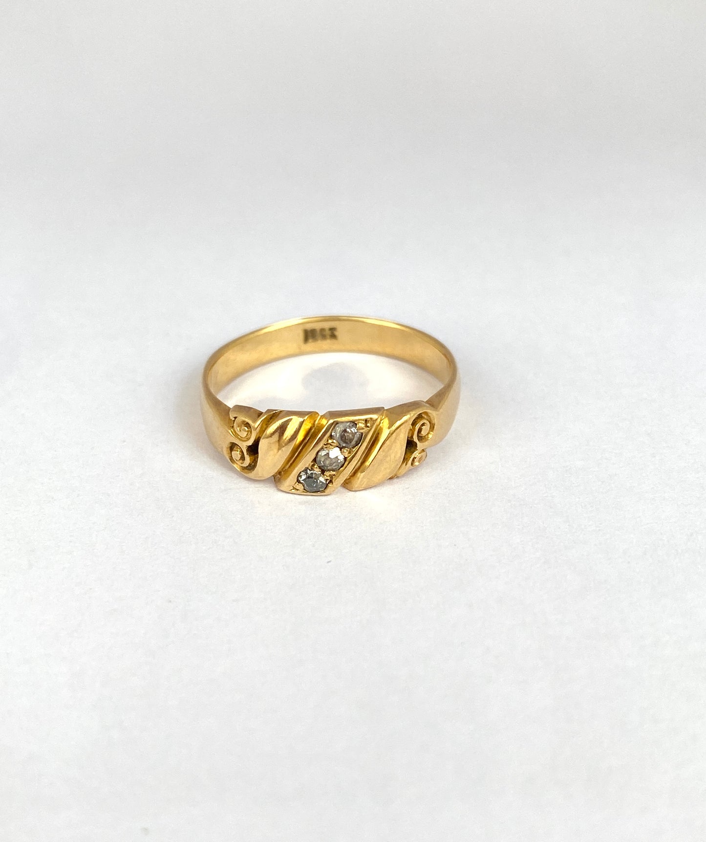 Antique, 18ct Gold Diamond Trilogy Ring, Hallmarked, 18ct Gold