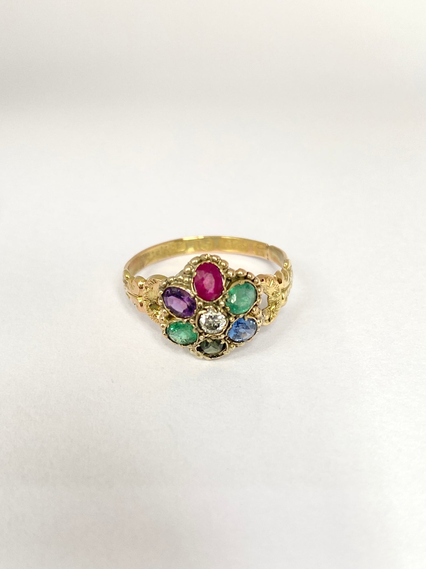 Victorian, Antique, 15ct Gold, Dearest Acrostic Multi-Gem Ring, Hallmarked