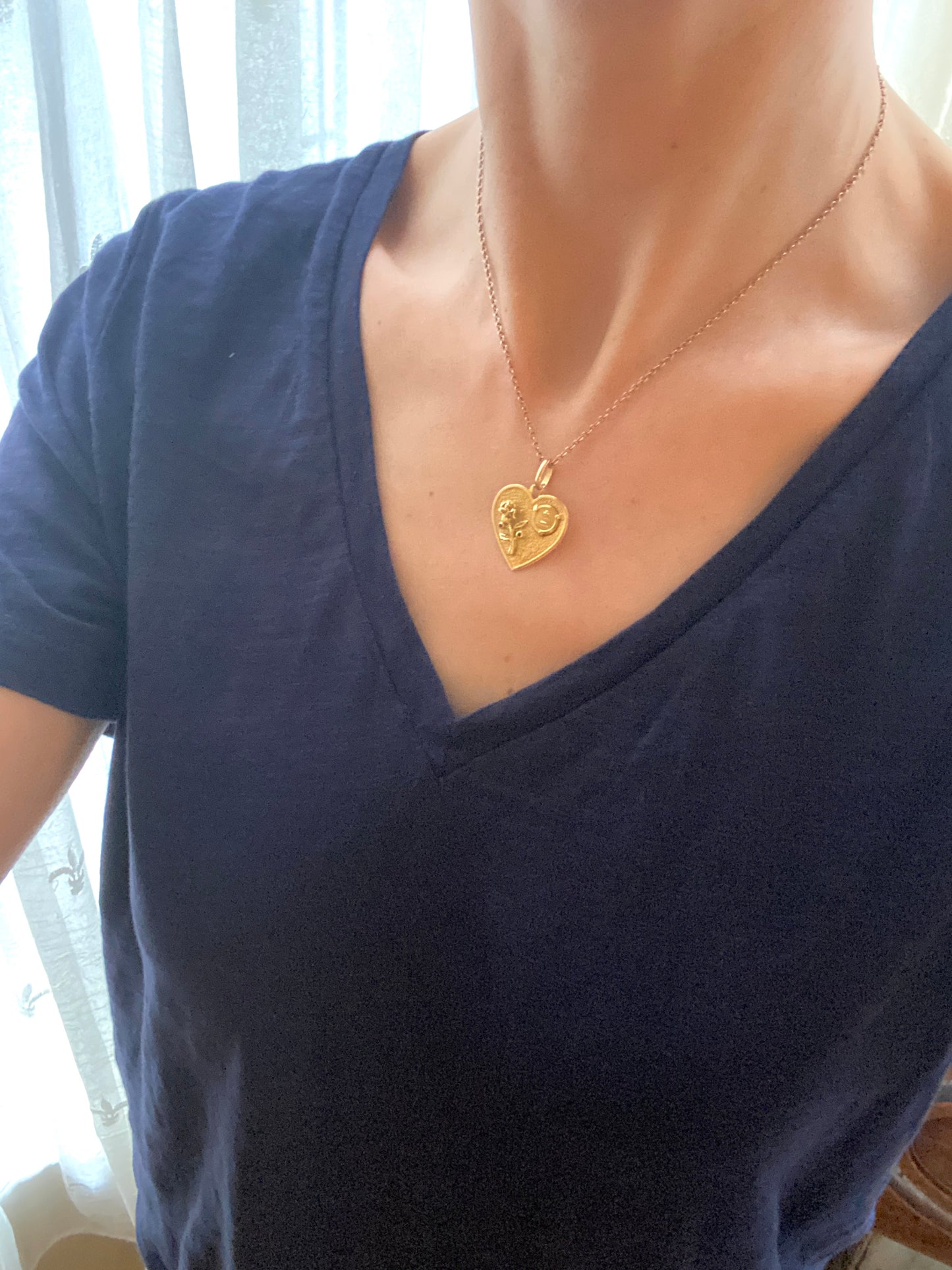 Vintage, 18ct Gold, Italian Almandine Garnet Augis Love Pendant, 'Di Iere Di Domani' '