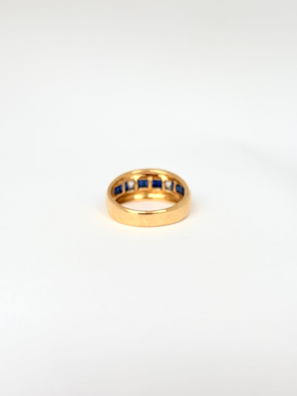 Vintage 18ct Gold Sapphire and Diamond Baguette Ring, 5.53g