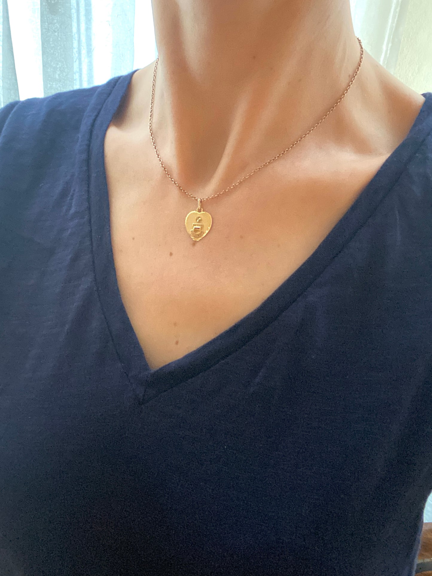 Vintage, 18ct Gold, Diamond and Ruby French Augis Love Pendant, 'Qu'hier - Que demain'