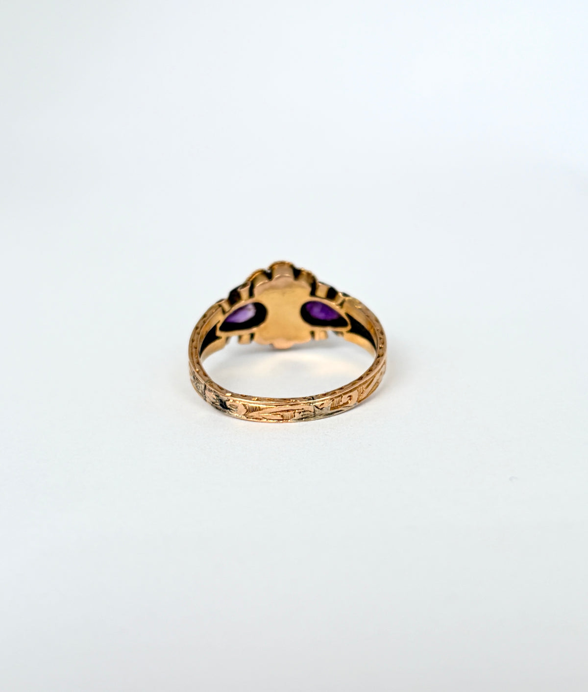 Antique, 15ct Gold, Amethyst, Emerald and Pearl Ring (Suffragette Colours) Hallmarked Birmingham, 1920