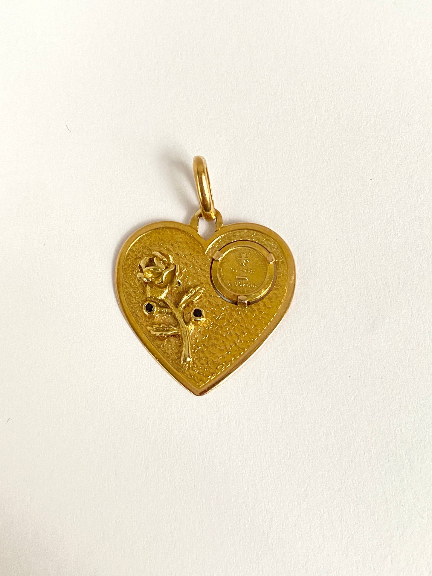 Vintage, 18ct Gold, Italian Almandine Garnet Augis Love Pendant, 'Di Iere Di Domani' '