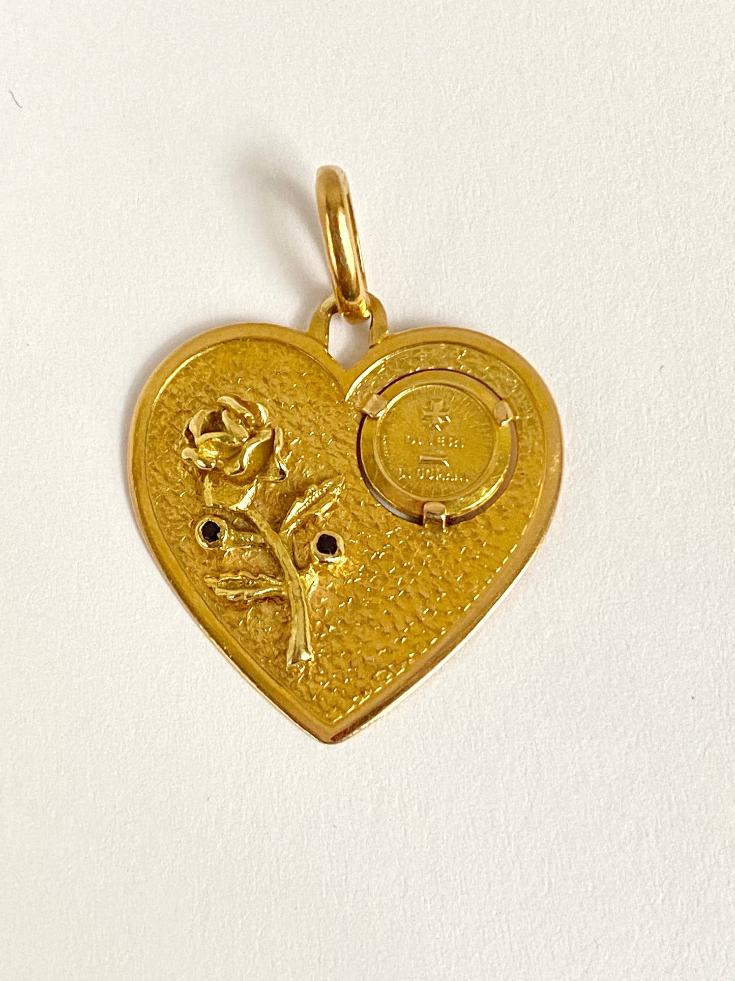 Vintage, 18ct Gold, Italian Almandine Garnet Augis Love Pendant, 'Di Iere Di Domani' '