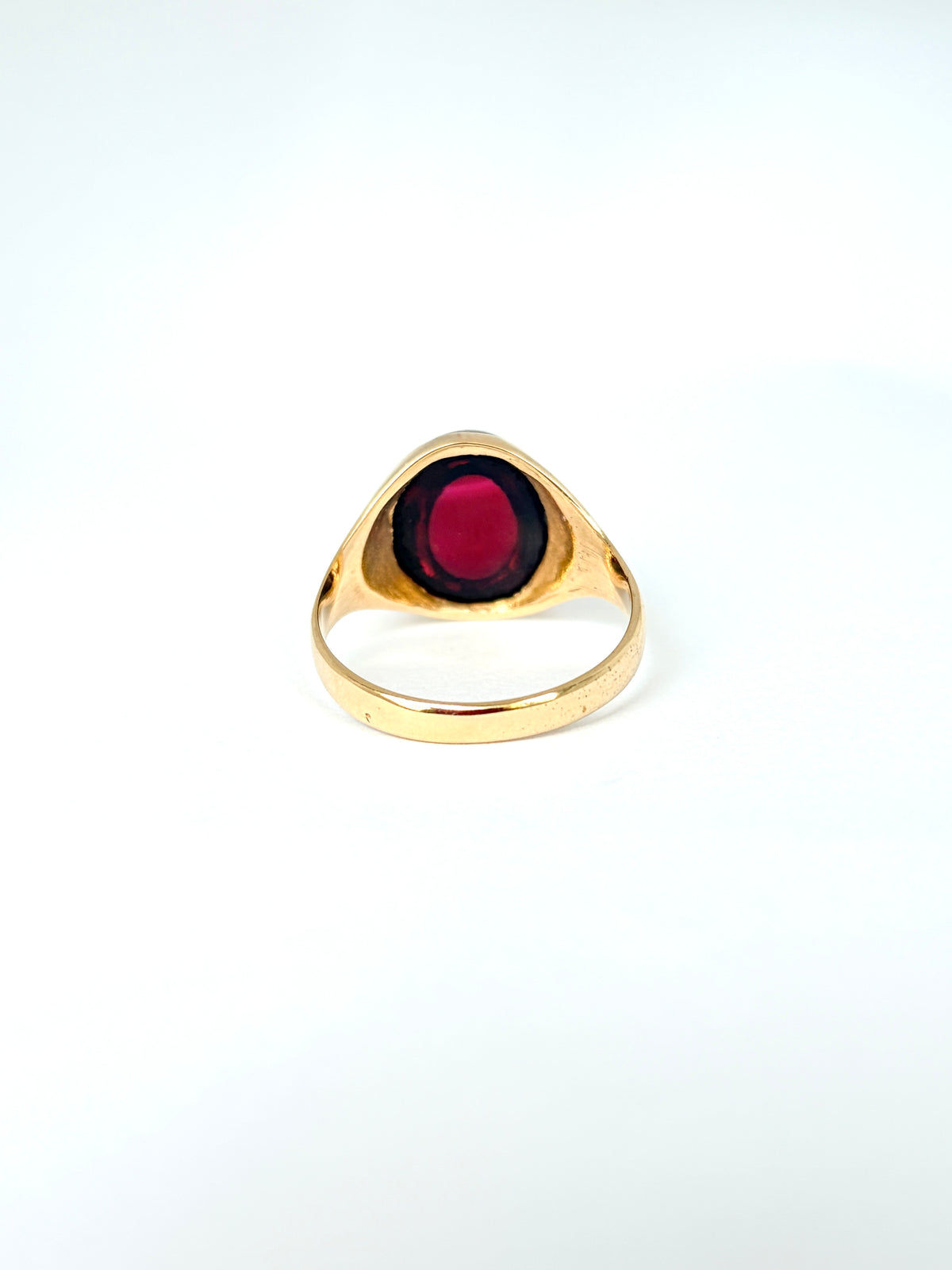 Large, Vintage, 9ct Gold Garnet Cabochon Ring, London, 1975