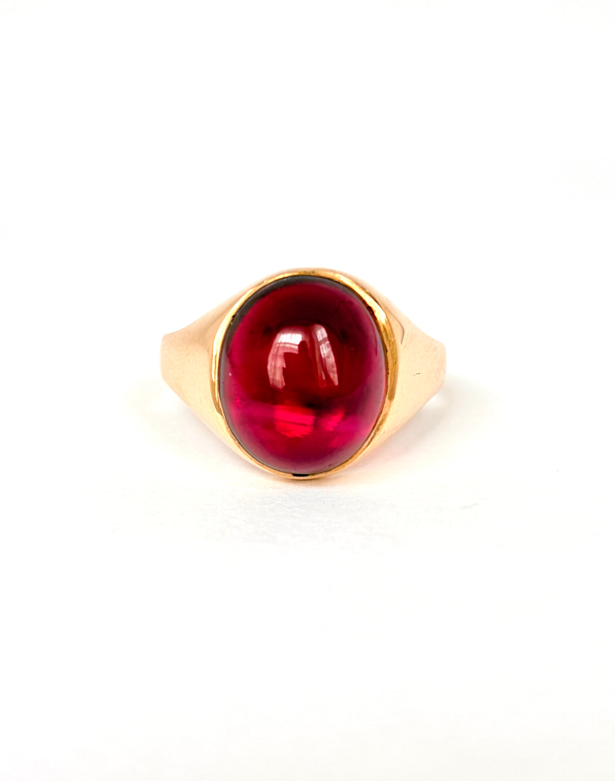 Large, Vintage, 9ct Gold Garnet Cabochon Ring, London, 1975