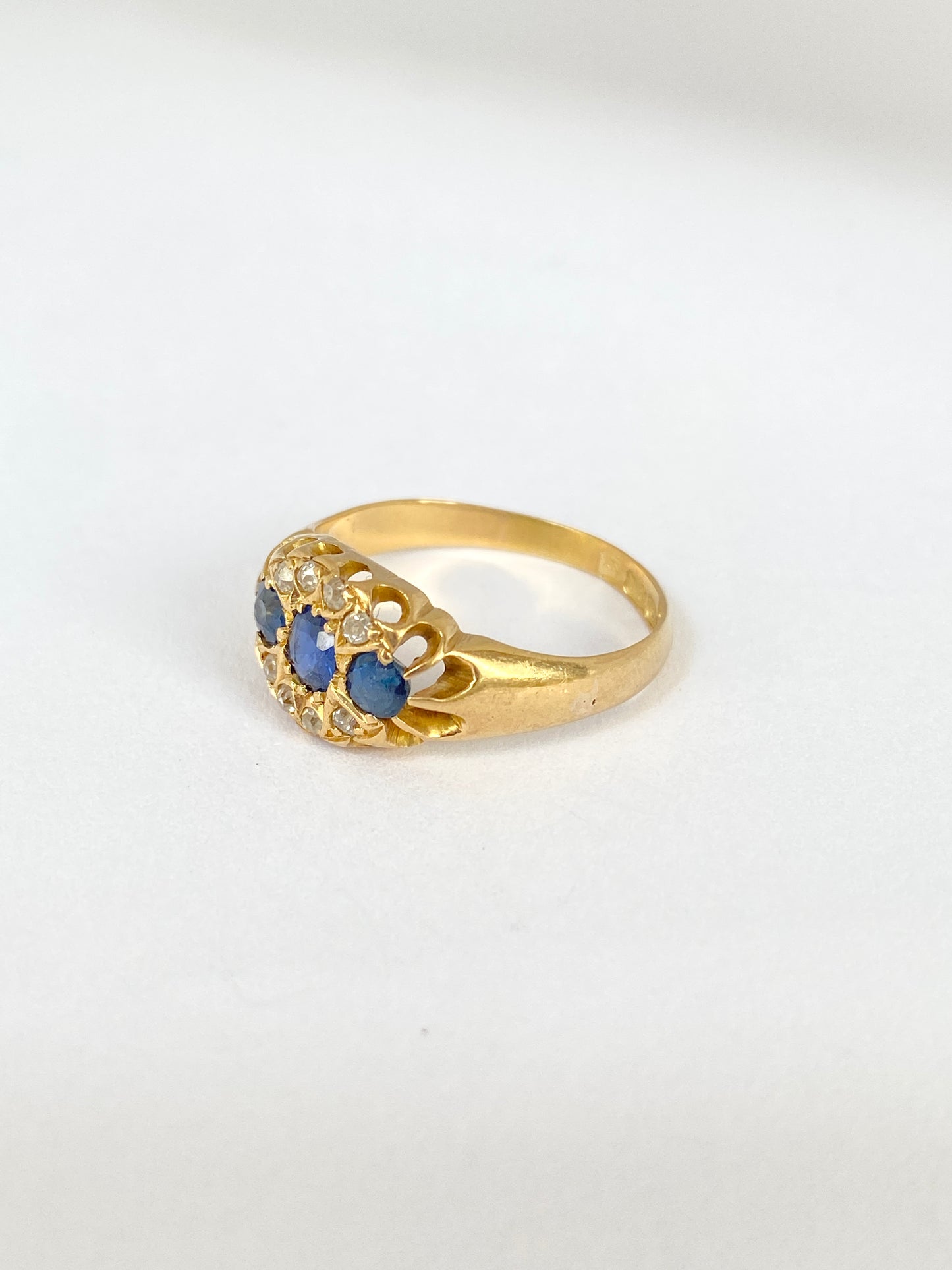 Antique, Edwardian Sapphire and Diamond Engagement Ring, Hallmarked 18ct Gold, Birmingham, 1903.