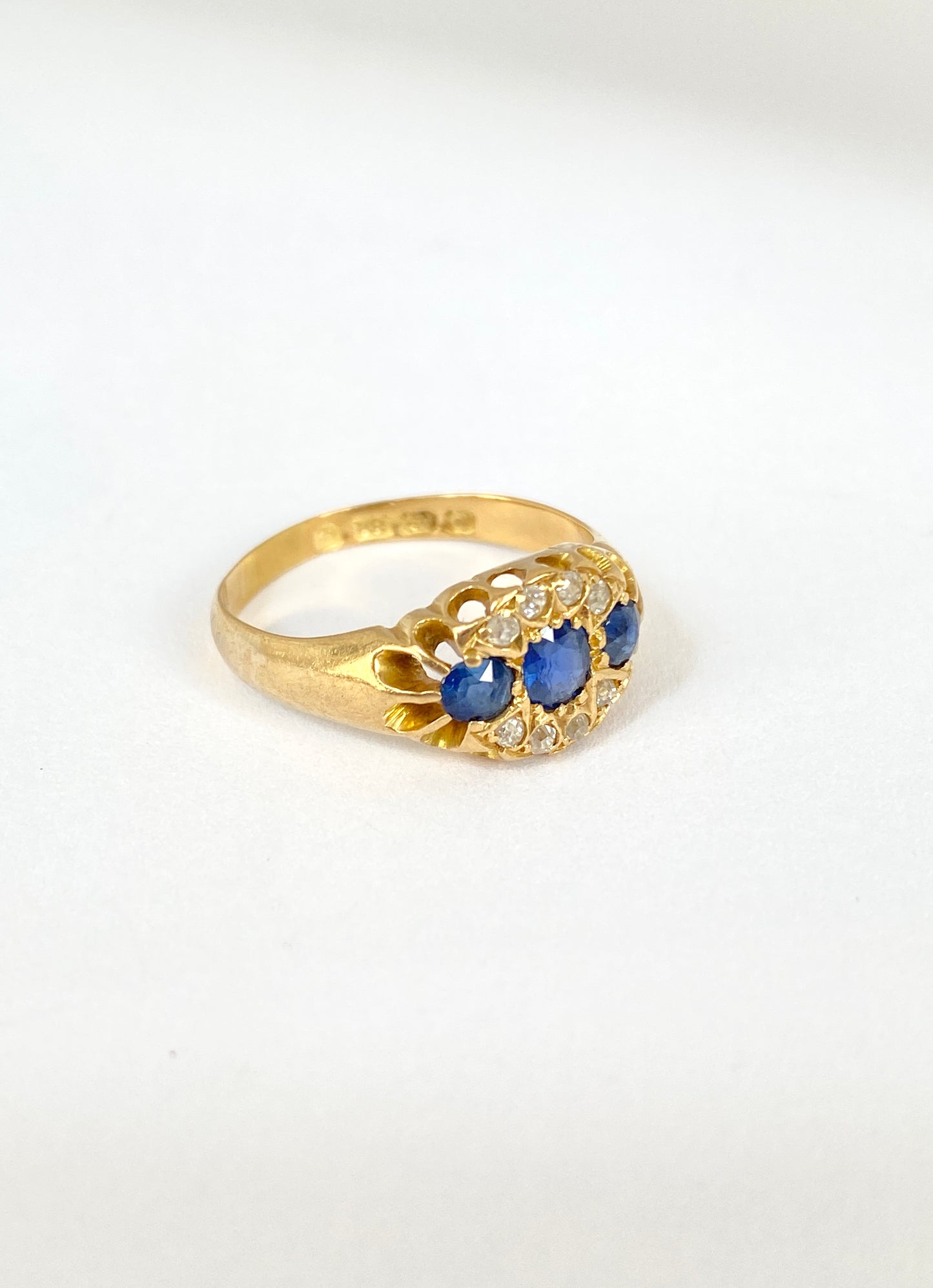 Antique, Edwardian Sapphire and Diamond Engagement Ring, Hallmarked 18ct Gold, Birmingham, 1903.