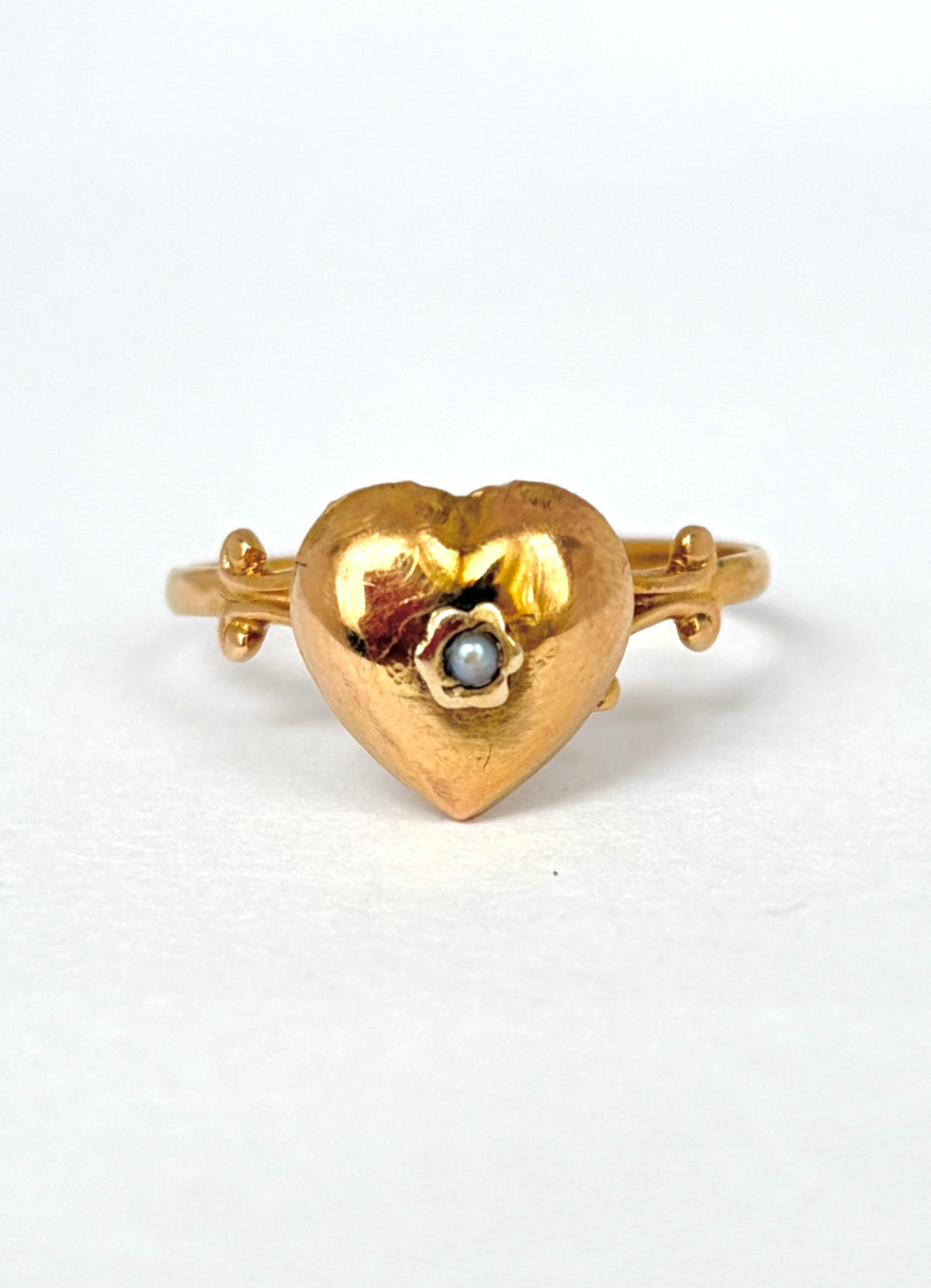 Vintage 9ct Gold, Pearl Heart Ring