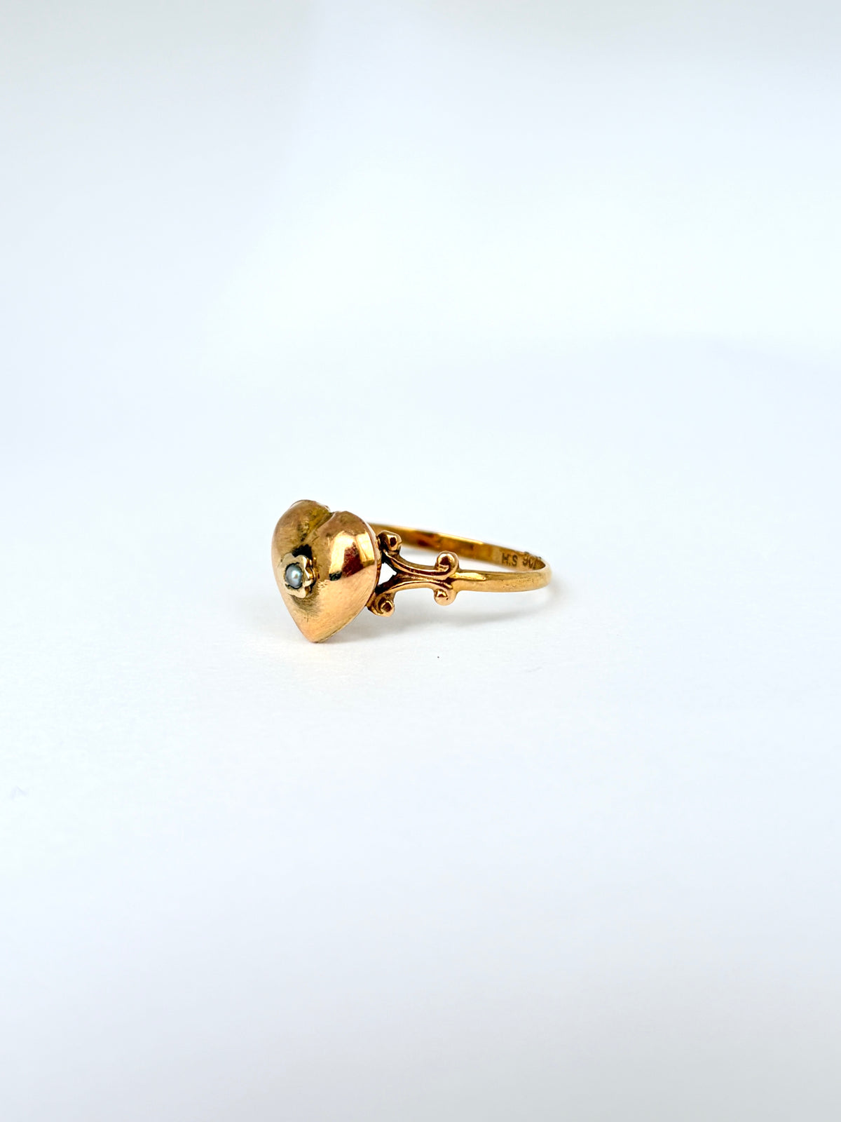 Vintage 9ct Gold, Pearl Heart Ring