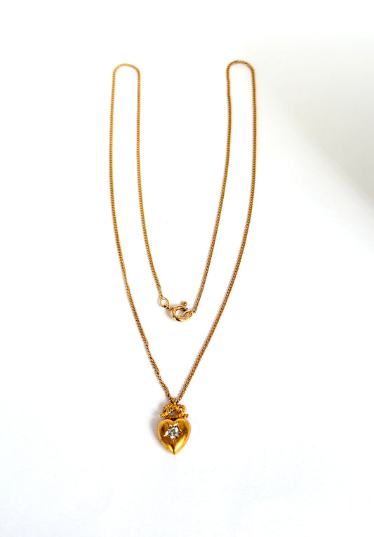 Vintage, 18 inch, 18ct Yellow Gold and Diamond 'Swirl' Necklace
