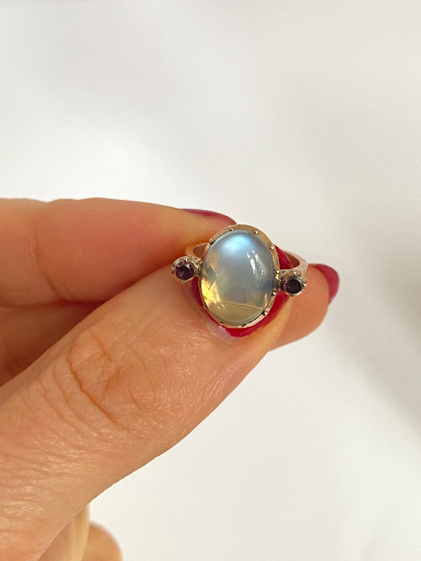 Vintage, 9ct Gold, Moonstone and Amethyst Ring