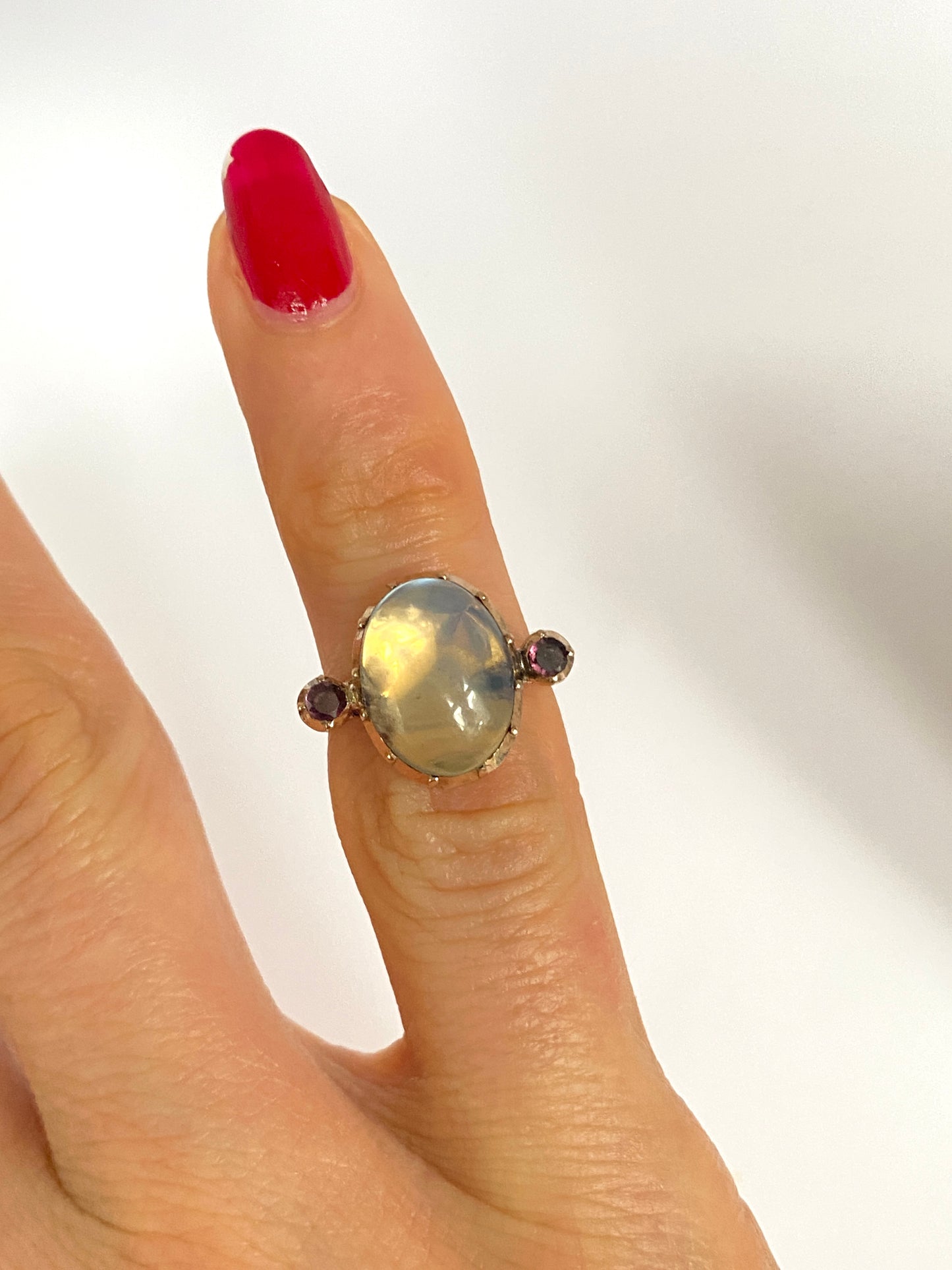 Vintage, 9ct Gold, Moonstone and Amethyst Ring