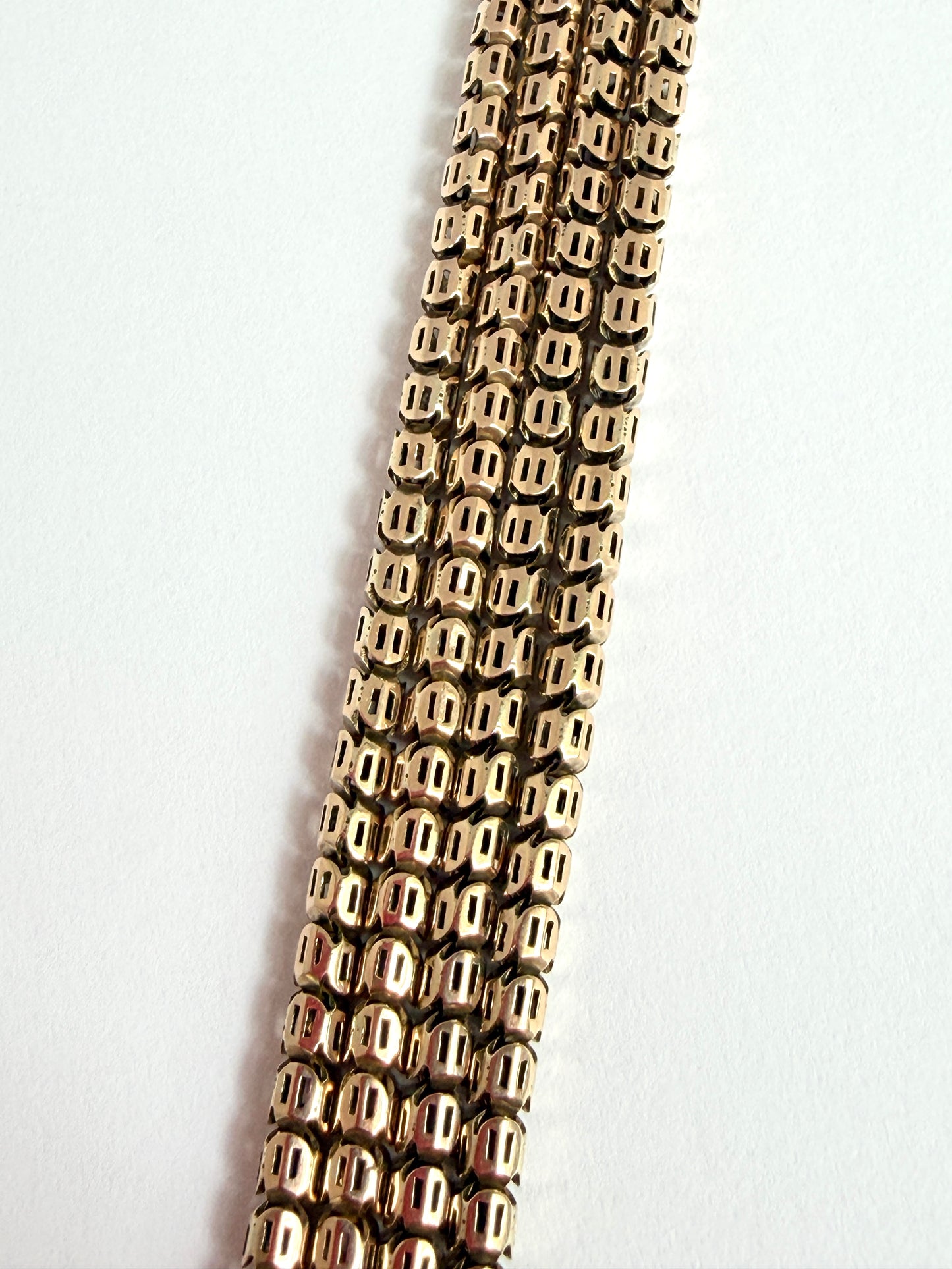 Antique, 9ct Gold Victorian Pierced Snake Link Long Guard, 64 inches, 39.16g