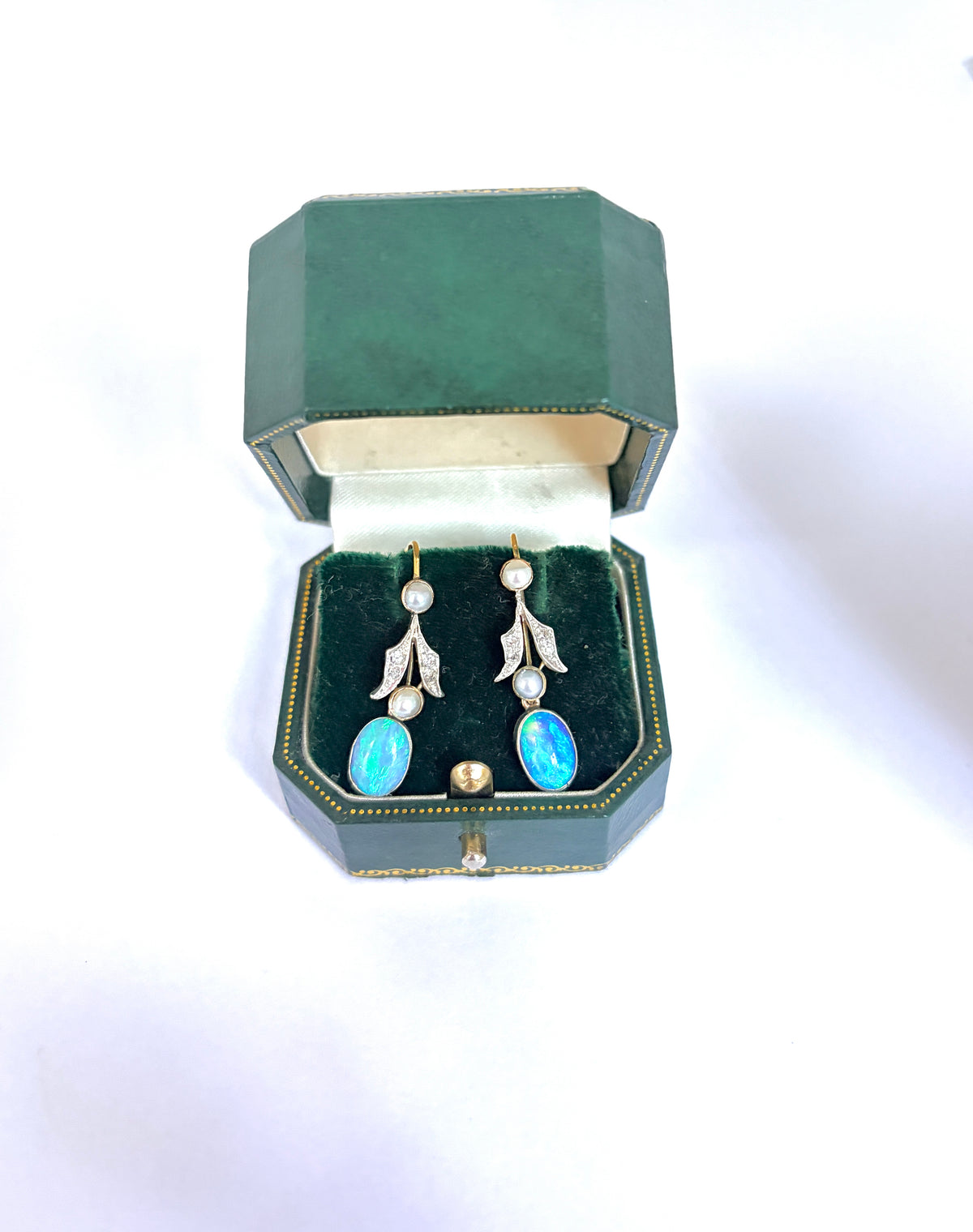 Incredible, Victorian, Opal, Diamond and Pearl earrings on Silver