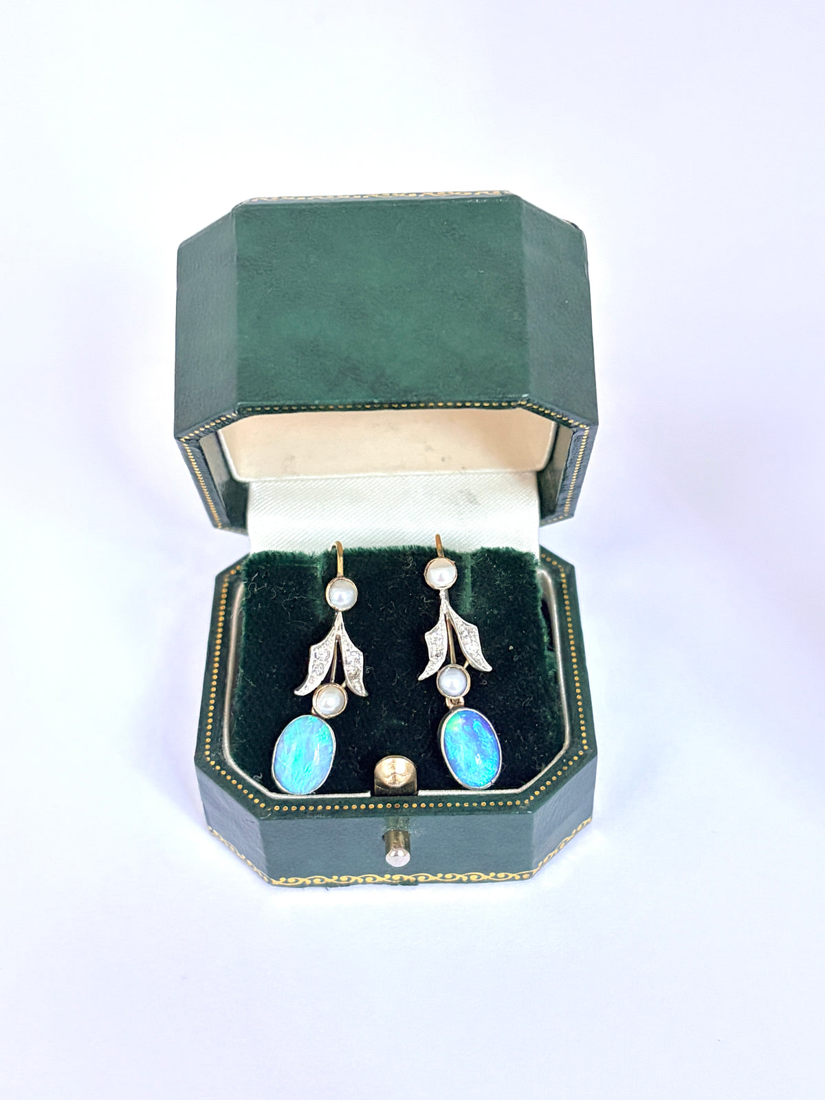 Incredible, Victorian, Opal, Diamond and Pearl earrings on Silver